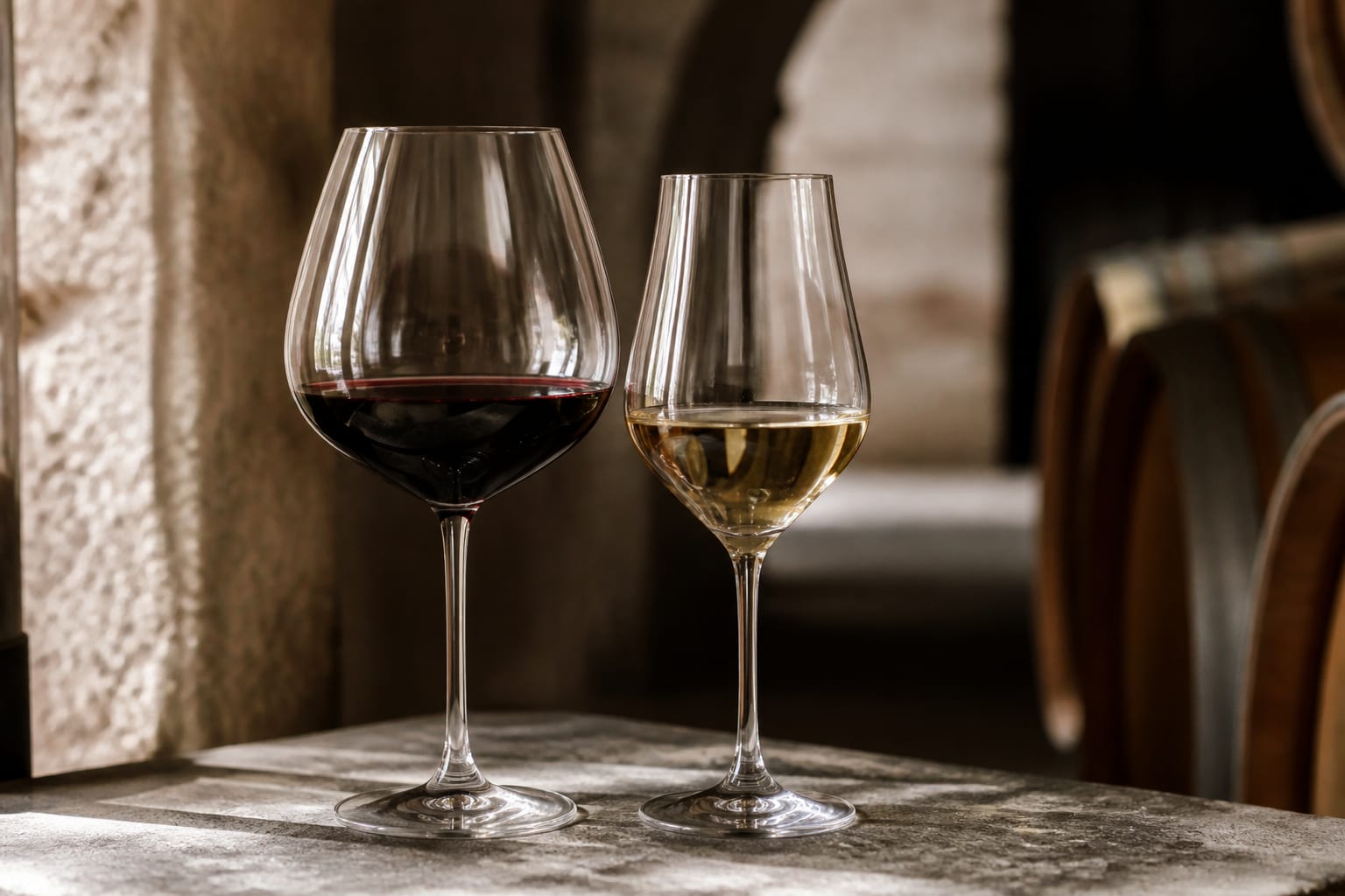 Deux types de verres à vin de formes différentes