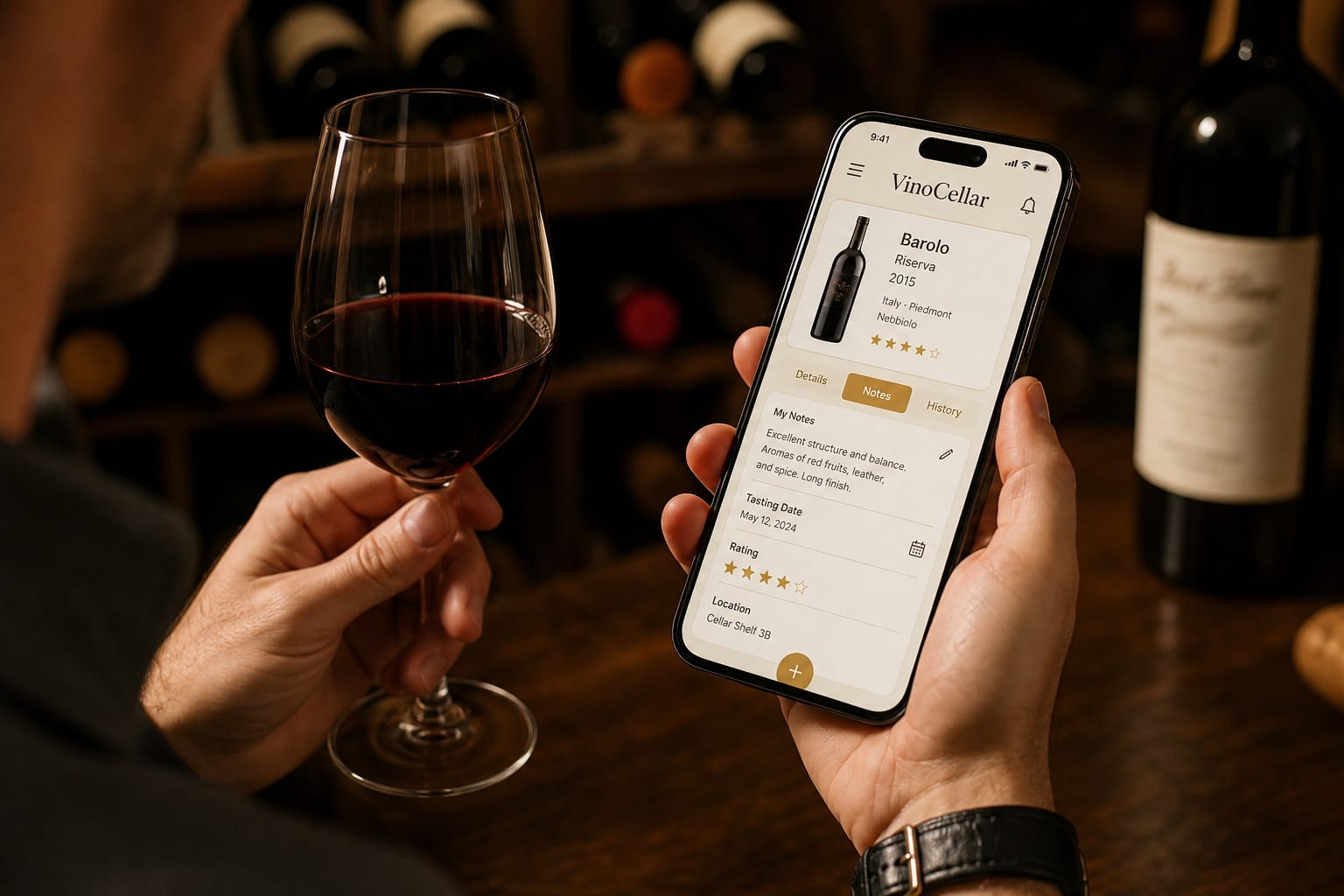 Dégustation de vin avec l'application mobile