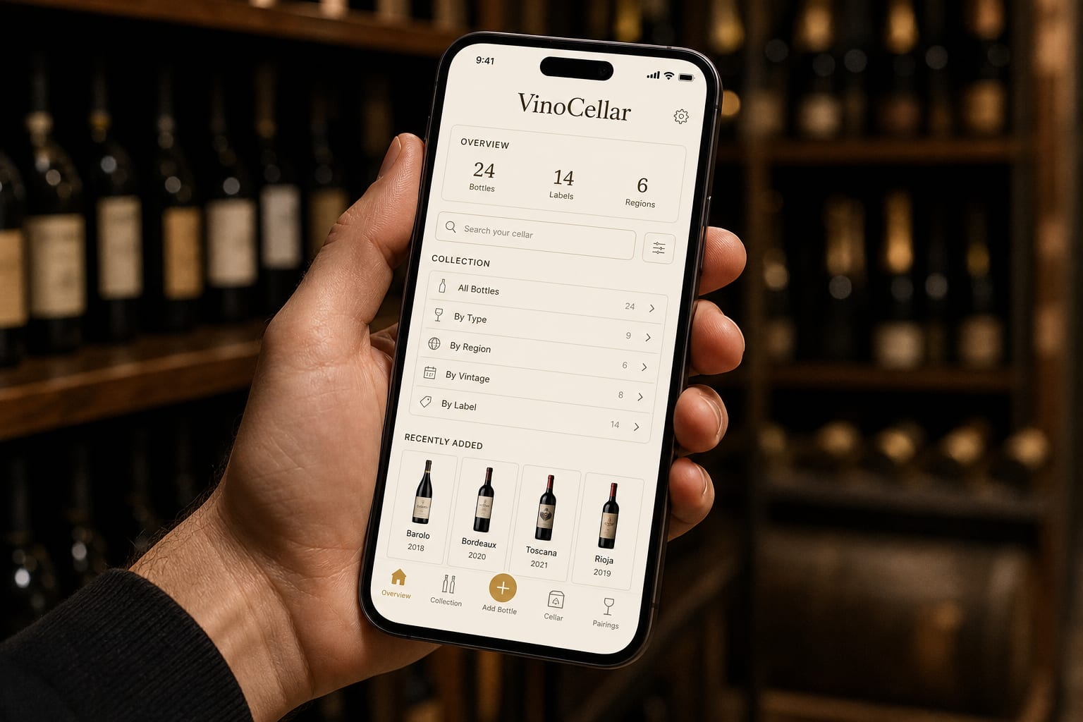 Utilisation de l'application VinoCellar sur smartphone